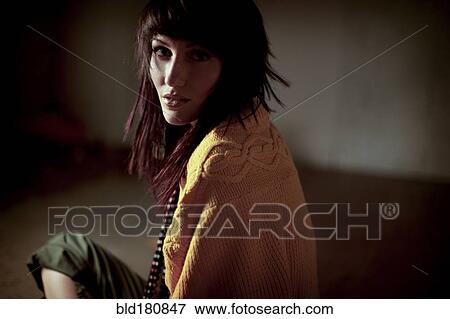 Stock Photo - Caucasian woman with serious expression. Fotosearch