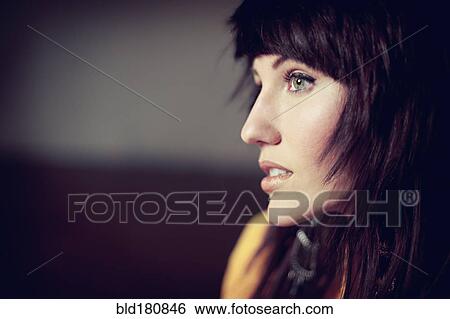 Stock Photograph - Caucasian woman with serious expression. Fotosearch