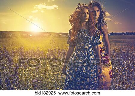 Caucasian women in rural field View Large Photo Image Stock Photography - Caucasian women in rural field. Fotosearch