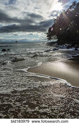 Stock Photo - Cloudy sky over horizon at remote beach. Fotosearch