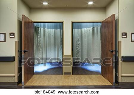 Stock Photo - Curtains in patient rooms in assisted living facility. Fotosearch