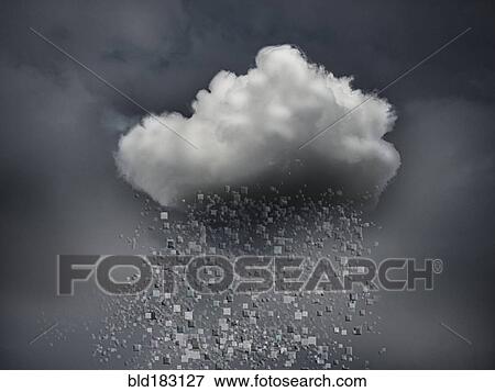 Stock Photo - Data blocks raining from storm cloud. Fotosearch