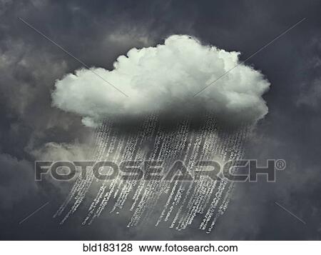 Stock Photo - Data lines raining from storm cloud. Fotosearch