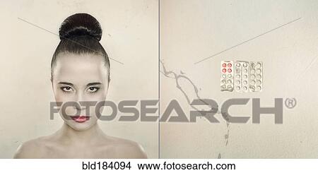 Diptych of Caucasian woman and control panel View Large Photo Image Picture - Diptych of Caucasian woman and control panel. Fotosearch