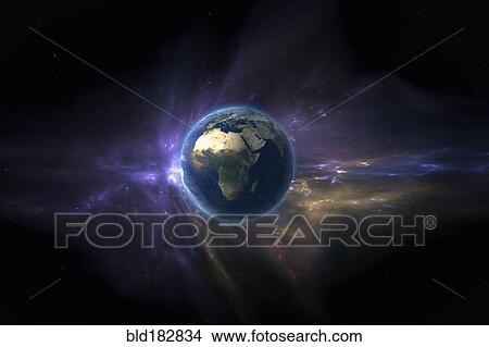 Earth and debris in outer space View Large Photo Image Picture - Earth and debris in outer space. Fotosearch