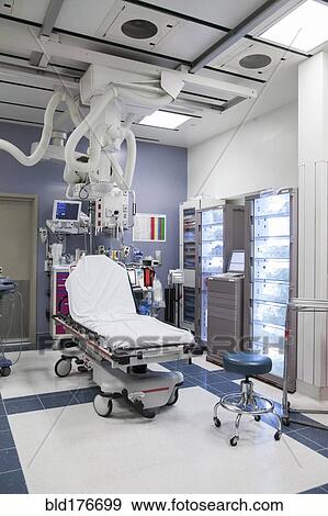 Stock Photo - Empty bed in emergency room. Fotosearch