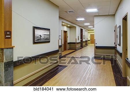 Empty hallway in assisted living facility View Large Photo Image Stock Image - Empty hallway in assisted living facility. Fotosearch