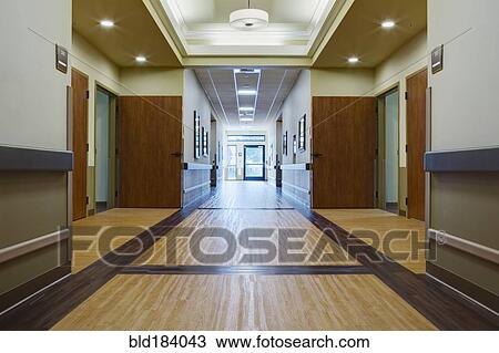 Stock Image - Empty hallway in assisted living facility. Fotosearch