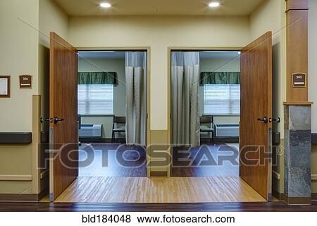 Empty patient rooms in assisted living facility View Large Photo Image Stock Photo - Empty patient rooms in assisted living facility. Fotosearch