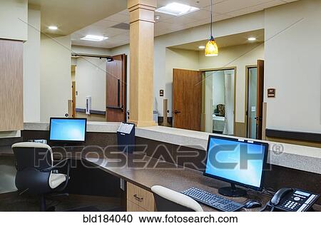 Empty receptionist desk in assisted living facility View Large Photo Image Stock Image - Empty receptionist desk in assisted living facility. Fotosearch