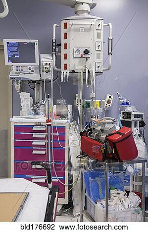 Stock Image - Equipment in hospital emergency room. Fotosearch