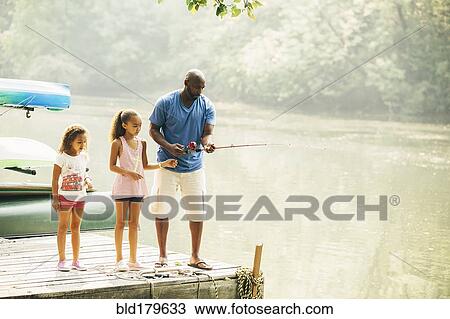 Father and daughters fishing in lake View Large Photo Image Stock Image - Father and daughters fishing in lake. Fotosearch