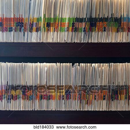 Stock Image - Files arranged in shelves. Fotosearch