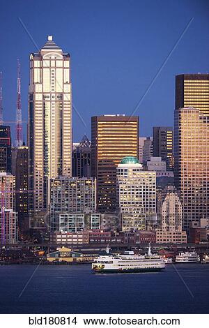 "High rise buildings over Seattle waterfront, Washington, United States" View Large Photo Image Picture - "High rise buildings over Seattle waterfront, Washington, United States". Fotosearch