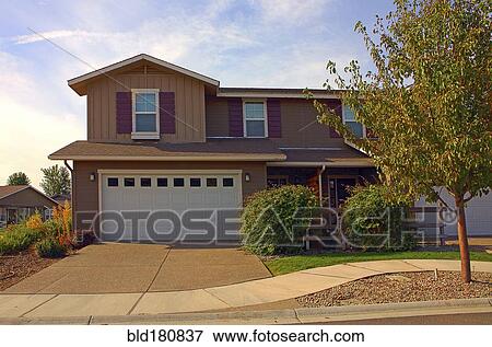 House and driveway in suburban neighborhood View Large Photo Image Stock Photo - House and driveway in suburban neighborhood. Fotosearch