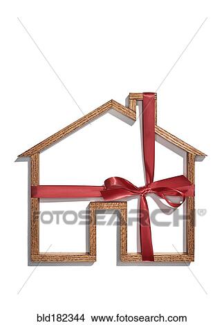 House shape wrapped in ribbon View Large Photo Image Picture - House shape wrapped in ribbon. Fotosearch