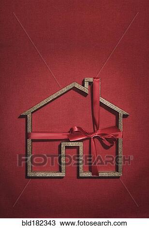 House shape wrapped in ribbon View Large Photo Image Stock Image - House shape wrapped in ribbon. Fotosearch