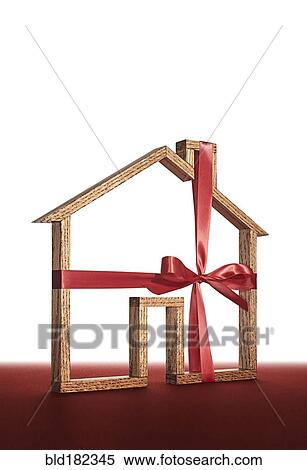 House shape wrapped in ribbon View Large Photo Image Stock Photography - House shape wrapped in ribbon. Fotosearch