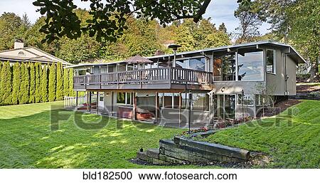 House with elevated deck and backyard View Large Photo Image Stock Image - House with elevated deck and backyard. Fotosearch