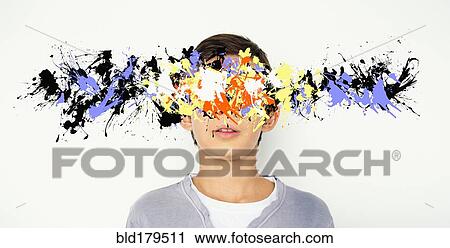 Mixed race boy with paint splatter over face View Large Photo Image Stock Image - Mixed race boy with paint splatter over face. Fotosearch