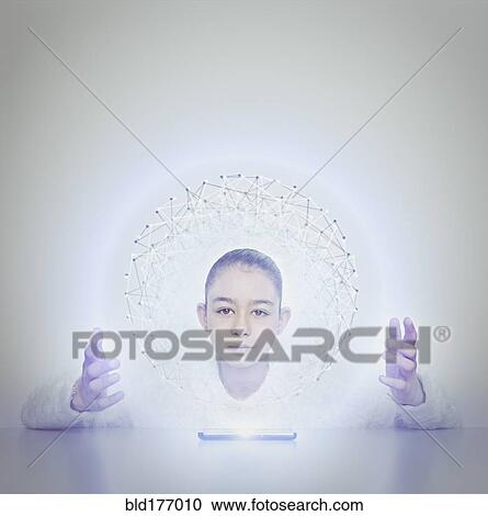 Mixed race girl holding sphere from digital tablet View Large Photo Image Stock Image - Mixed race girl holding sphere from digital tablet. Fotosearch