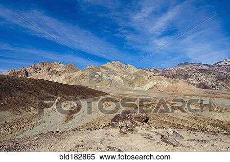 Stock Photography - Mountains and blue sky in desert landscape, Death Valley, California, United States. Fotosearch