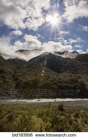 Mountains and river in remote landscape View Large Photo Image Stock Photograph - Mountains and river in remote landscape. Fotosearch