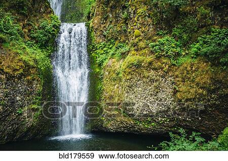 "Multnomah Falls over rocky hillside, Portland, Oregon, United States" View Large Photo Image Stock Photo - "Multnomah Falls over rocky hillside, Portland, Oregon, United States". Fotosearch