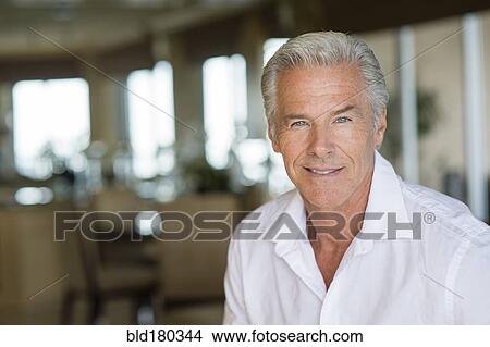 Picture - Older Caucasian man smiling. Fotosearch
