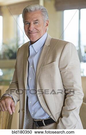 Stock Image - Older Caucasian man smiling. Fotosearch