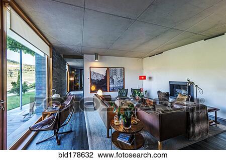 Stock Image - Open-air lobby in hotel. Fotosearch