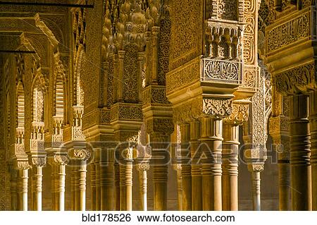 Ornate pillars in Alhambra, Granada, Andalusia, Spain View Large Photo Image Stock Photograph - Ornate pillars in Alhambra, Granada, Andalusia, Spain. Fotosearch