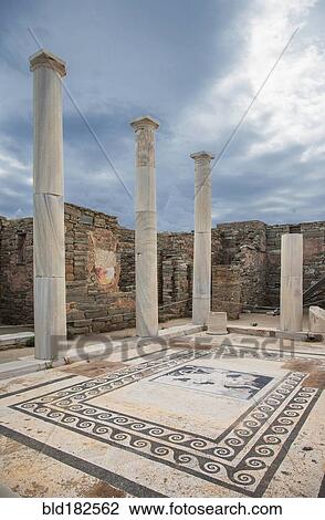 Stock Image - Pillars and tile floor at ruins. Fotosearch