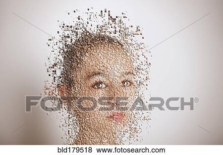 Pixelated mixed race girl with serious expression View Large Photo Image Stock Photo - Pixelated mixed race girl with serious expression. Fotosearch