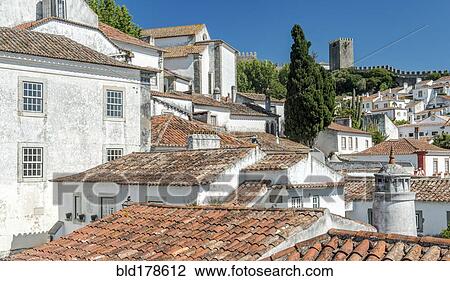 Rooftops in Obidos cityscape, Leiria, Portugal View Large Photo Image Stock Image - Rooftops in Obidos cityscape, Leiria, Portugal. Fotosearch