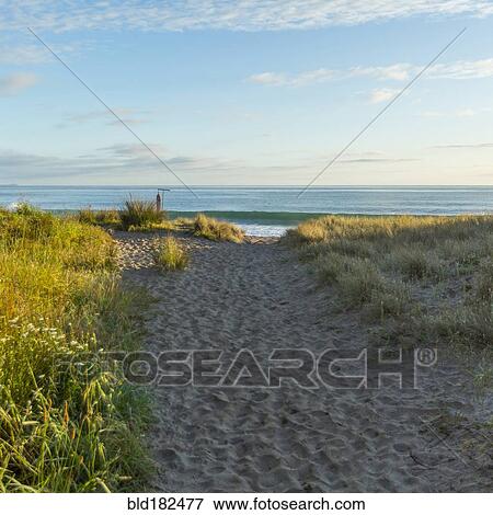 Stock Photo - Sandy path on remote beach. Fotosearch