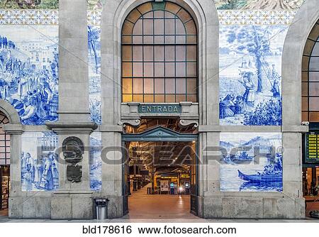 Stock Photograph - Sao Bento Station entryway, Porto, Porto, Portugal. Fotosearch
