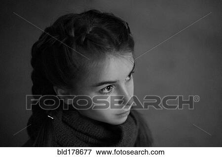 Stock Photo - Serious Caucasian teenage girl. Fotosearch