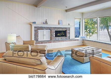 Sofas and fireplace in modern living room View Large Photo Image Picture - Sofas and fireplace in modern living room. Fotosearch