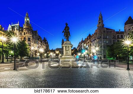Stock Photo - Statue in Avienda dos Aliados, Porto, Porto, Portugal. Fotosearch