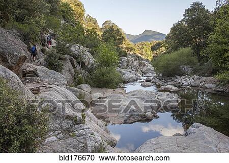 Stock Image - Still river over rocks in remote forest. Fotosearch