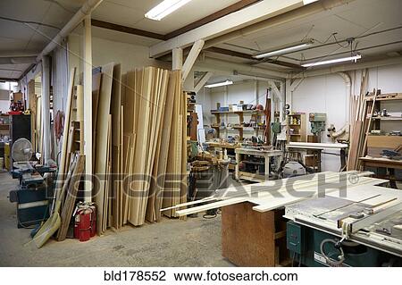 Wood Work Benches And Tools In Workshop Stock Image Bld178552