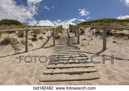 Stock Image - Wooden walkway on beach. Fotosearch