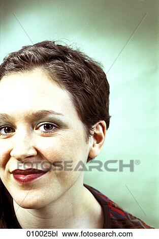 close-up portrait of a young (25-30 years) woman, smiling, dark brown short hair View Large Photo Image Stock Image - close-up portrait of a young (25-30 years) woman, smiling, dark brown short hair. Fotosearch