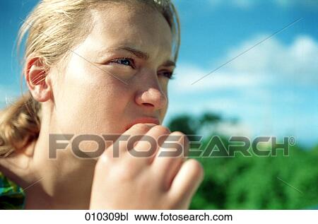 Stock Image - close-up portrait of young teenage woman (16-19 years). Fotosearch