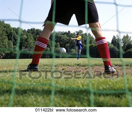 Stock Image - penalty seen from goalkeeper´s view. Fotosearch