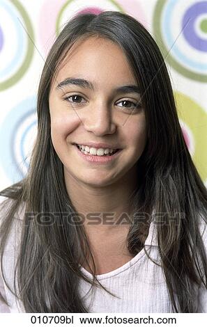 Stock Image - portrait of smiling oriental girl . Fotosearch