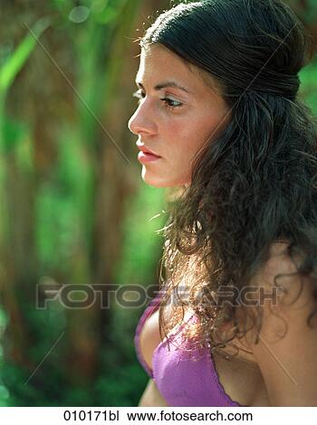 portrait of woman in bikini in tropical environment View Large Photo Image Stock Image - portrait of woman in bikini in tropical environment. Fotosearch