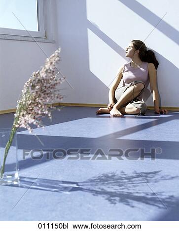 Teenage girl relaxing in gym View Large Photo Image Stock Image - Teenage girl relaxing in gym. Fotosearch