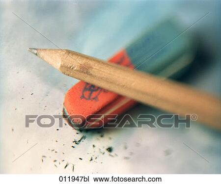 Stock Image - close-up of pencil and rubber. Fotosearch